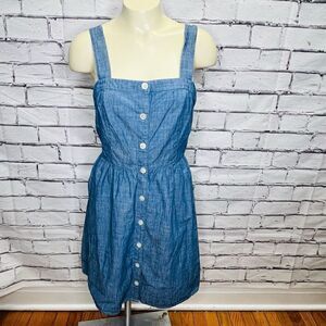 J.Crew Womens Blue Button Down Strappy Denim Jumper Mini Dress Size 2